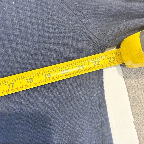 Thane 100% Cashmere V Neck Sweater Vintage Size Large XL Navy Blue Ribbed Hems - Picture 8 of 12